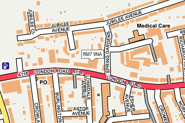 RM7 9NA map - OS OpenMap – Local (Ordnance Survey)