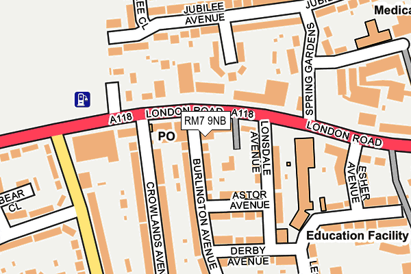 RM7 9NB map - OS OpenMap – Local (Ordnance Survey)