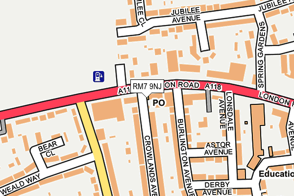 RM7 9NJ map - OS OpenMap – Local (Ordnance Survey)