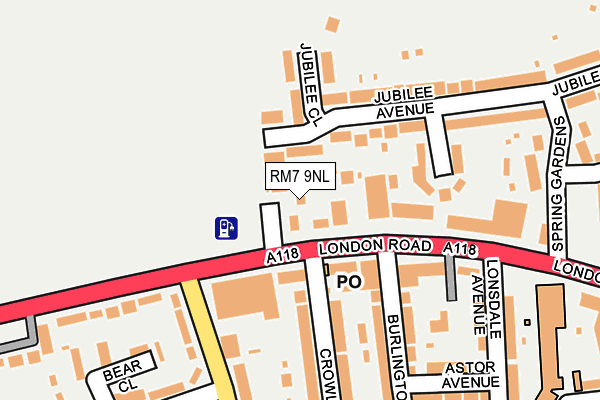 RM7 9NL map - OS OpenMap – Local (Ordnance Survey)