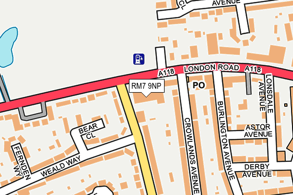 RM7 9NP map - OS OpenMap – Local (Ordnance Survey)