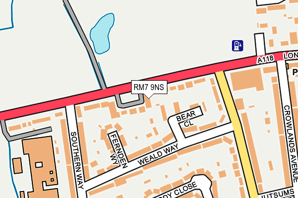 RM7 9NS map - OS OpenMap – Local (Ordnance Survey)