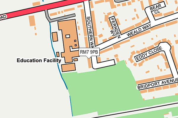 RM7 9PB map - OS OpenMap – Local (Ordnance Survey)