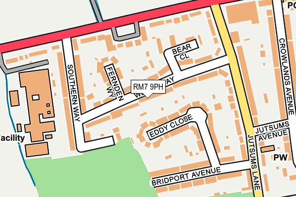 RM7 9PH map - OS OpenMap – Local (Ordnance Survey)