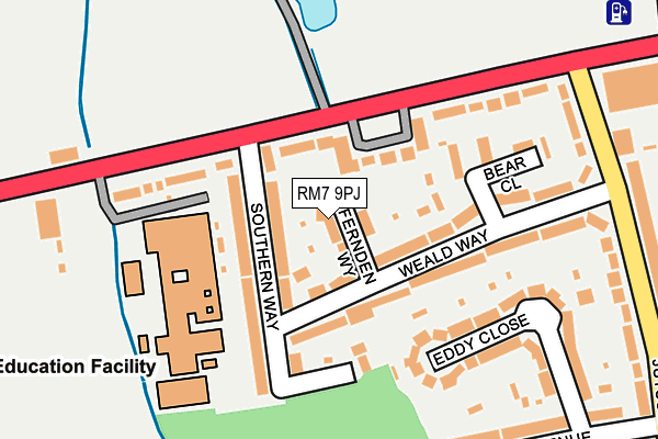 RM7 9PJ map - OS OpenMap – Local (Ordnance Survey)