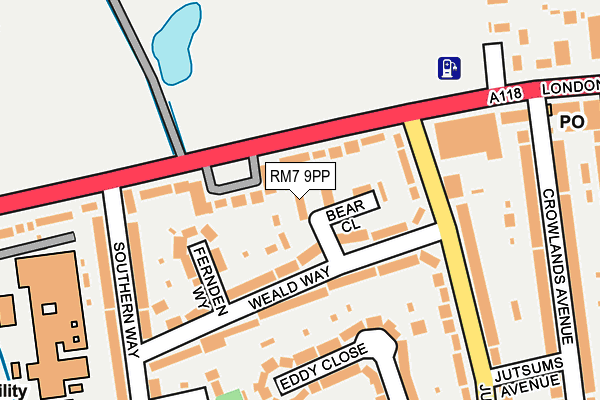 RM7 9PP map - OS OpenMap – Local (Ordnance Survey)