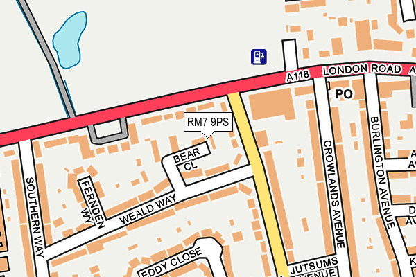 RM7 9PS map - OS OpenMap – Local (Ordnance Survey)