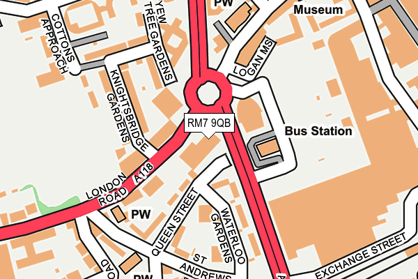 RM7 9QB map - OS OpenMap – Local (Ordnance Survey)