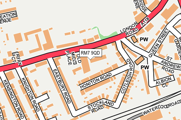 RM7 9QD map - OS OpenMap – Local (Ordnance Survey)