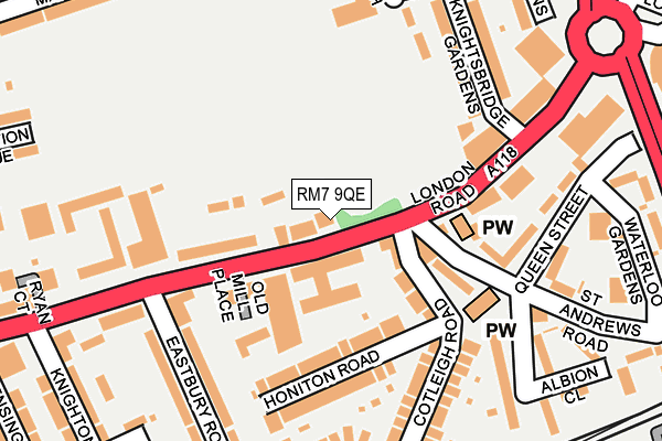 RM7 9QE map - OS OpenMap – Local (Ordnance Survey)