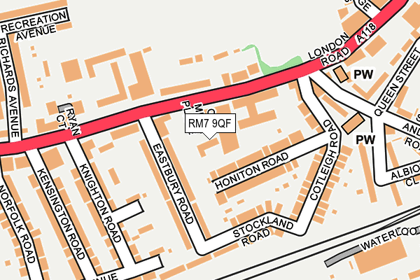 RM7 9QF map - OS OpenMap – Local (Ordnance Survey)