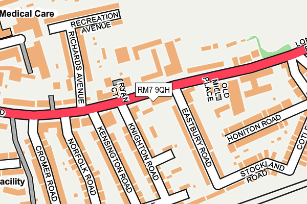 RM7 9QH map - OS OpenMap – Local (Ordnance Survey)