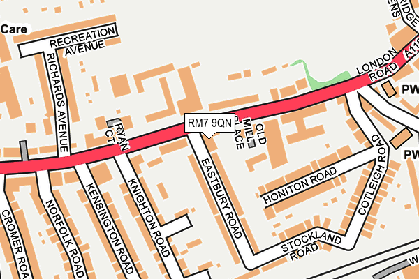 RM7 9QN map - OS OpenMap – Local (Ordnance Survey)