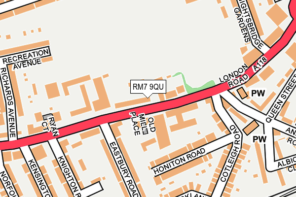 RM7 9QU map - OS OpenMap – Local (Ordnance Survey)