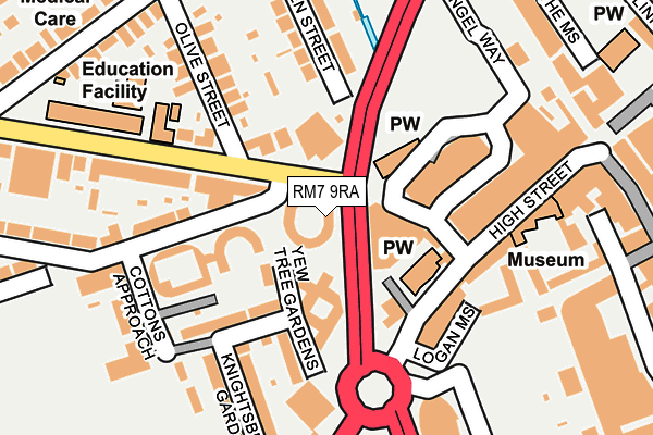 RM7 9RA map - OS OpenMap – Local (Ordnance Survey)