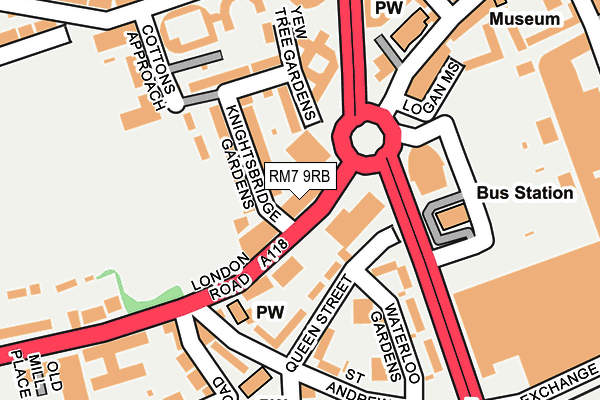 RM7 9RB map - OS OpenMap – Local (Ordnance Survey)