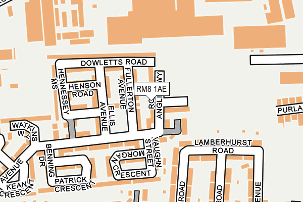 RM8 1AE map - OS OpenMap – Local (Ordnance Survey)