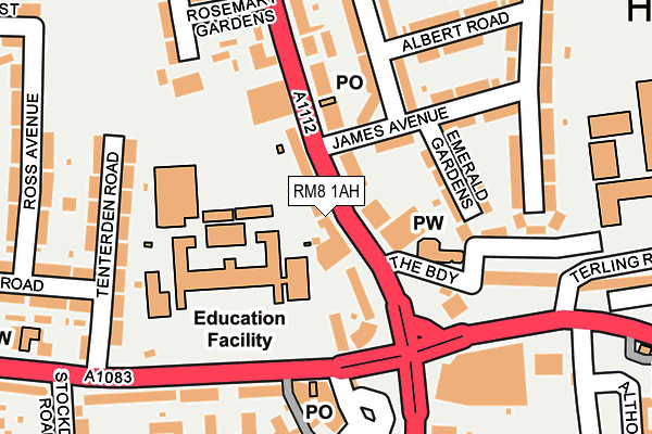 RM8 1AH map - OS OpenMap – Local (Ordnance Survey)