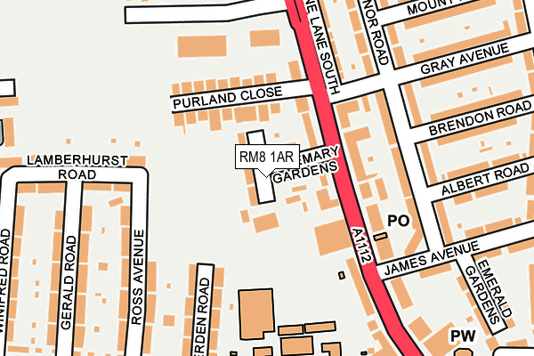 RM8 1AR map - OS OpenMap – Local (Ordnance Survey)