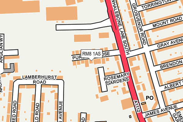 RM8 1AS map - OS OpenMap – Local (Ordnance Survey)