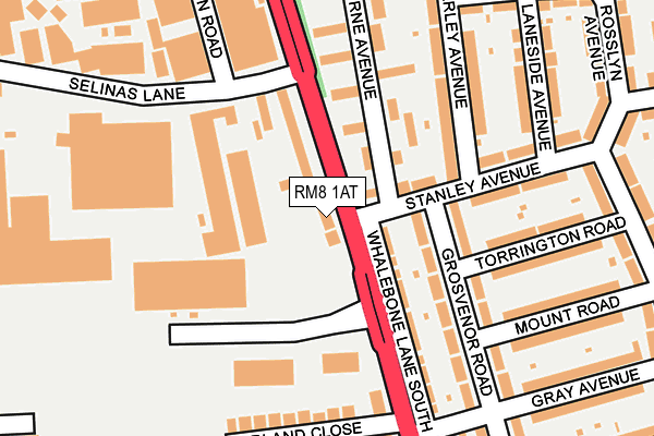 RM8 1AT map - OS OpenMap – Local (Ordnance Survey)