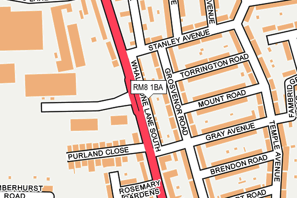 RM8 1BA map - OS OpenMap – Local (Ordnance Survey)
