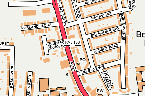 RM8 1BB map - OS OpenMap – Local (Ordnance Survey)