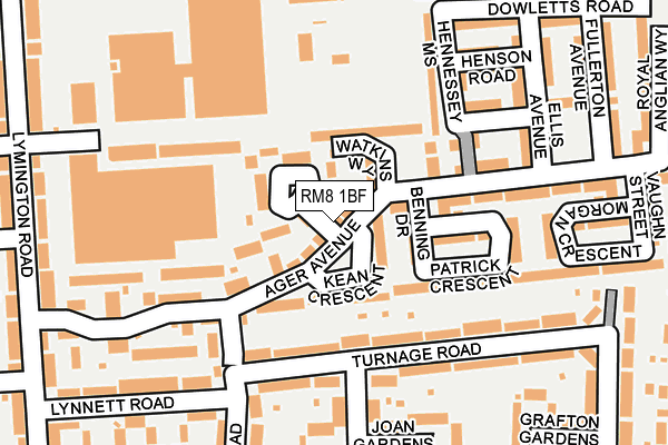 RM8 1BF map - OS OpenMap – Local (Ordnance Survey)