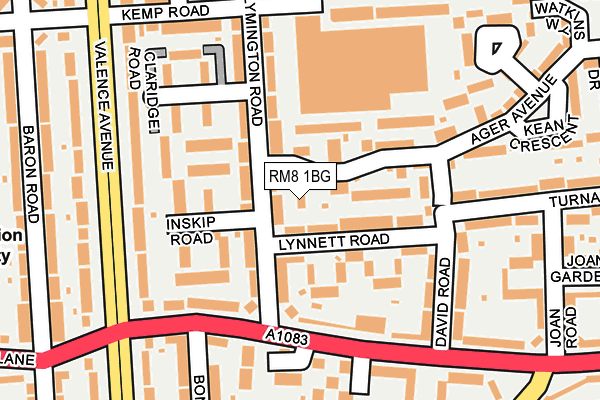 RM8 1BG map - OS OpenMap – Local (Ordnance Survey)