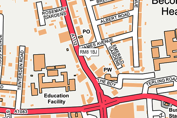 RM8 1BJ map - OS OpenMap – Local (Ordnance Survey)