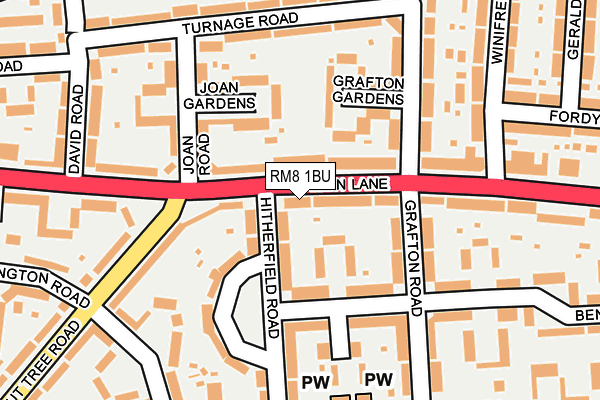 RM8 1BU map - OS OpenMap – Local (Ordnance Survey)