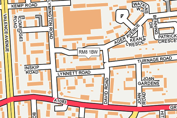 RM8 1BW map - OS OpenMap – Local (Ordnance Survey)