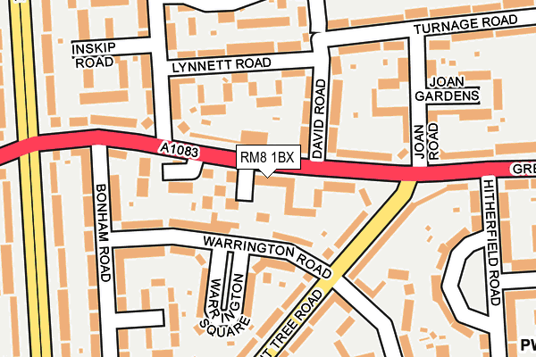 RM8 1BX map - OS OpenMap – Local (Ordnance Survey)