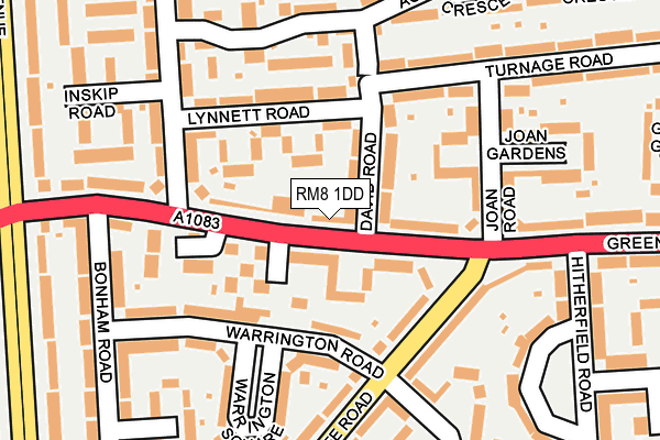 RM8 1DD map - OS OpenMap – Local (Ordnance Survey)