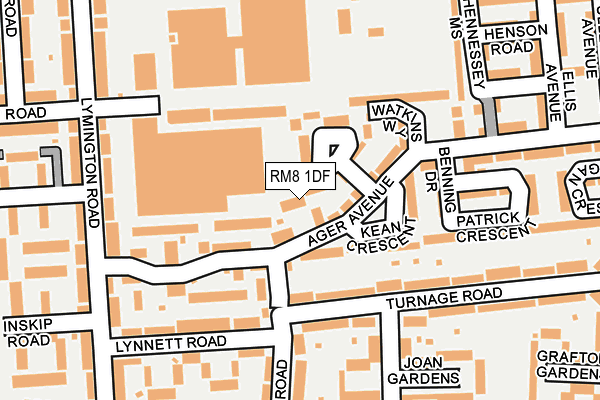 RM8 1DF map - OS OpenMap – Local (Ordnance Survey)