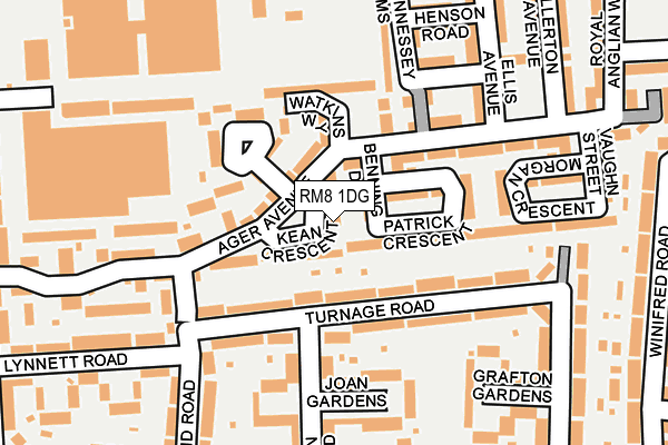 RM8 1DG map - OS OpenMap – Local (Ordnance Survey)