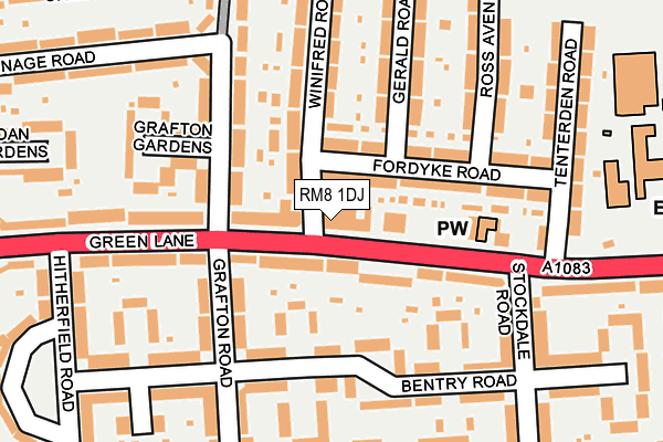 RM8 1DJ map - OS OpenMap – Local (Ordnance Survey)