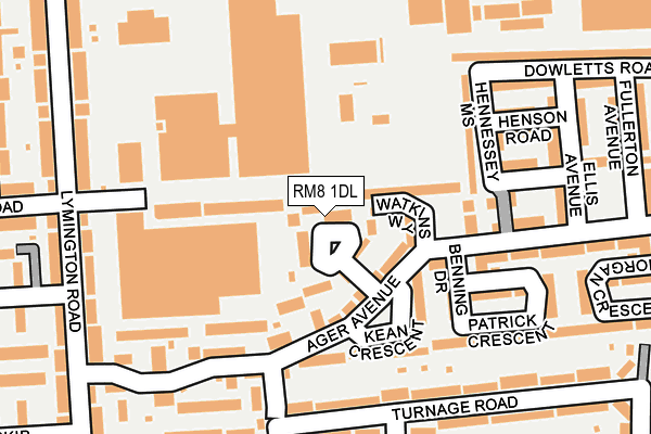 RM8 1DL map - OS OpenMap – Local (Ordnance Survey)