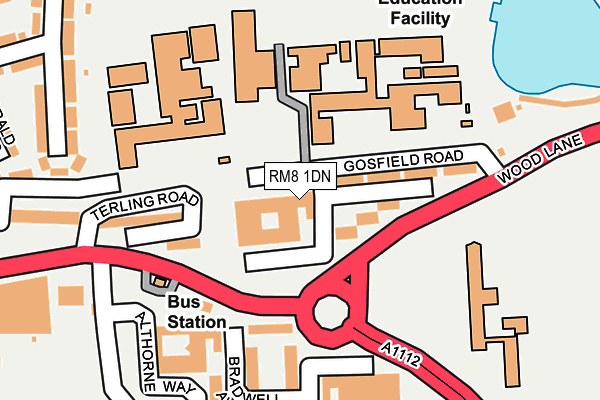 RM8 1DN map - OS OpenMap – Local (Ordnance Survey)