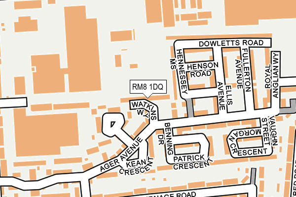 RM8 1DQ map - OS OpenMap – Local (Ordnance Survey)
