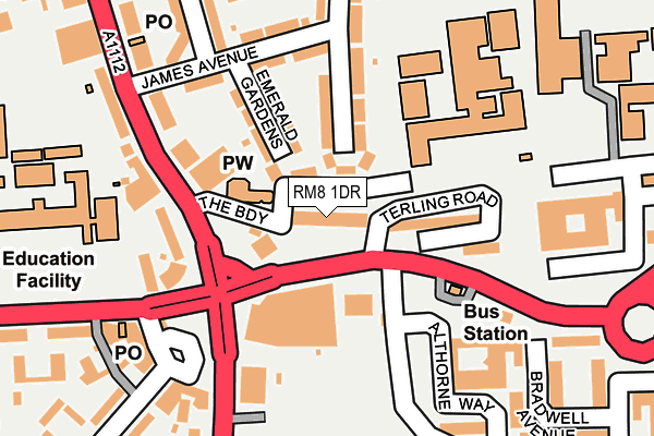 RM8 1DR map - OS OpenMap – Local (Ordnance Survey)