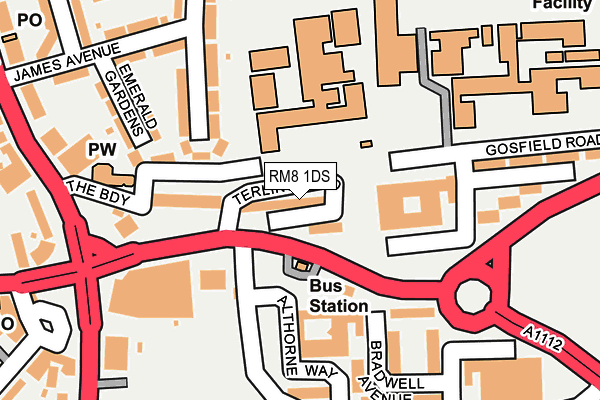 RM8 1DS map - OS OpenMap – Local (Ordnance Survey)