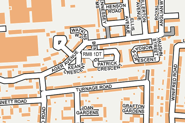 RM8 1DT map - OS OpenMap – Local (Ordnance Survey)