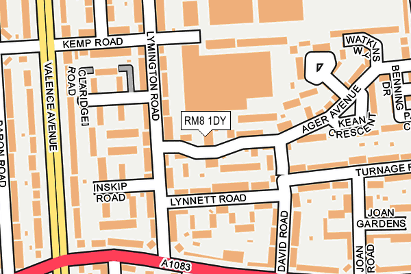 RM8 1DY map - OS OpenMap – Local (Ordnance Survey)