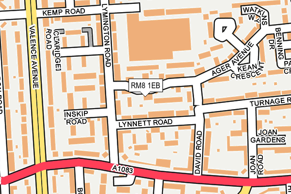 RM8 1EB map - OS OpenMap – Local (Ordnance Survey)