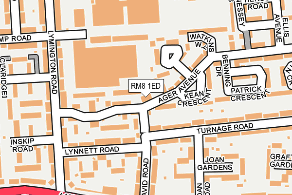RM8 1ED map - OS OpenMap – Local (Ordnance Survey)