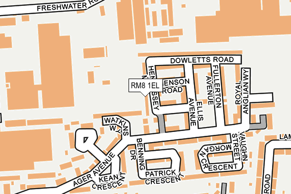 RM8 1EL map - OS OpenMap – Local (Ordnance Survey)