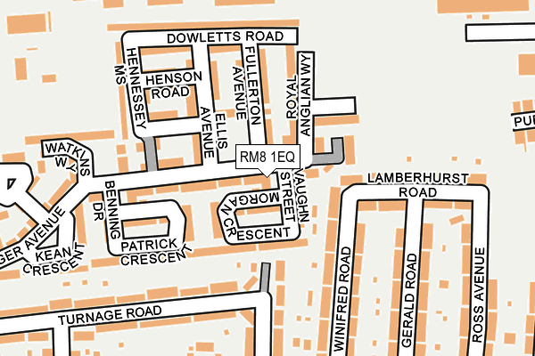 RM8 1EQ map - OS OpenMap – Local (Ordnance Survey)