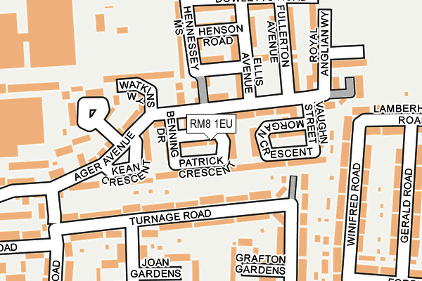 RM8 1EU map - OS OpenMap – Local (Ordnance Survey)