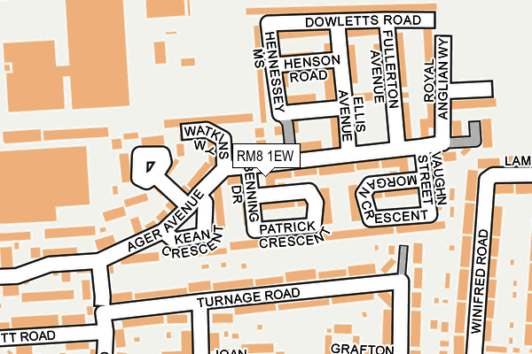 RM8 1EW map - OS OpenMap – Local (Ordnance Survey)